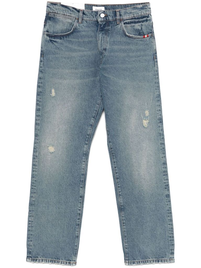 Amish James Ripped Cotton Jeans In Blue