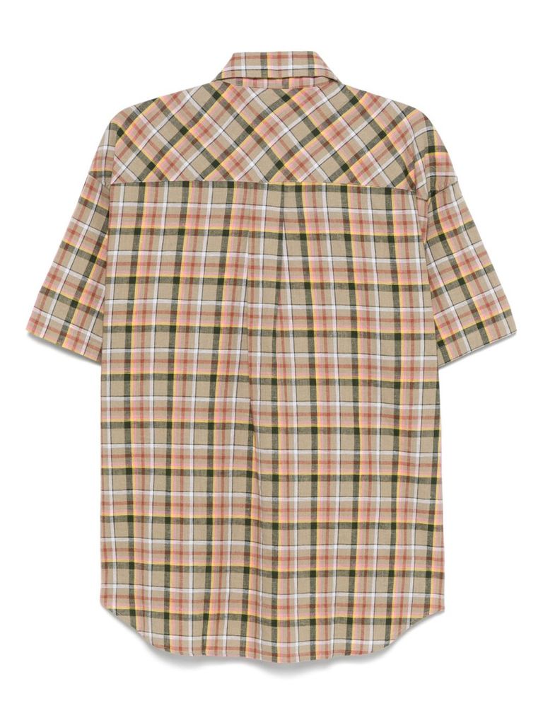 Amish Multicolor Checkered Cotton Shirt With Pocket In Multicolour