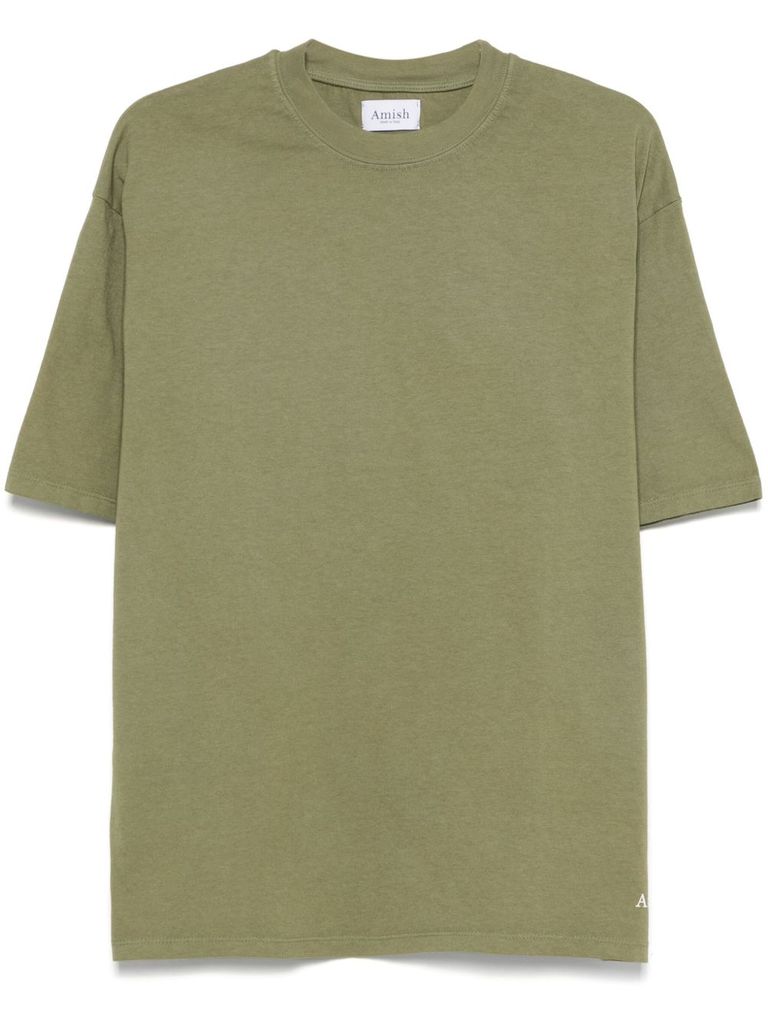 Amish Short Sleeves T-shirt In Green Cotton In Green