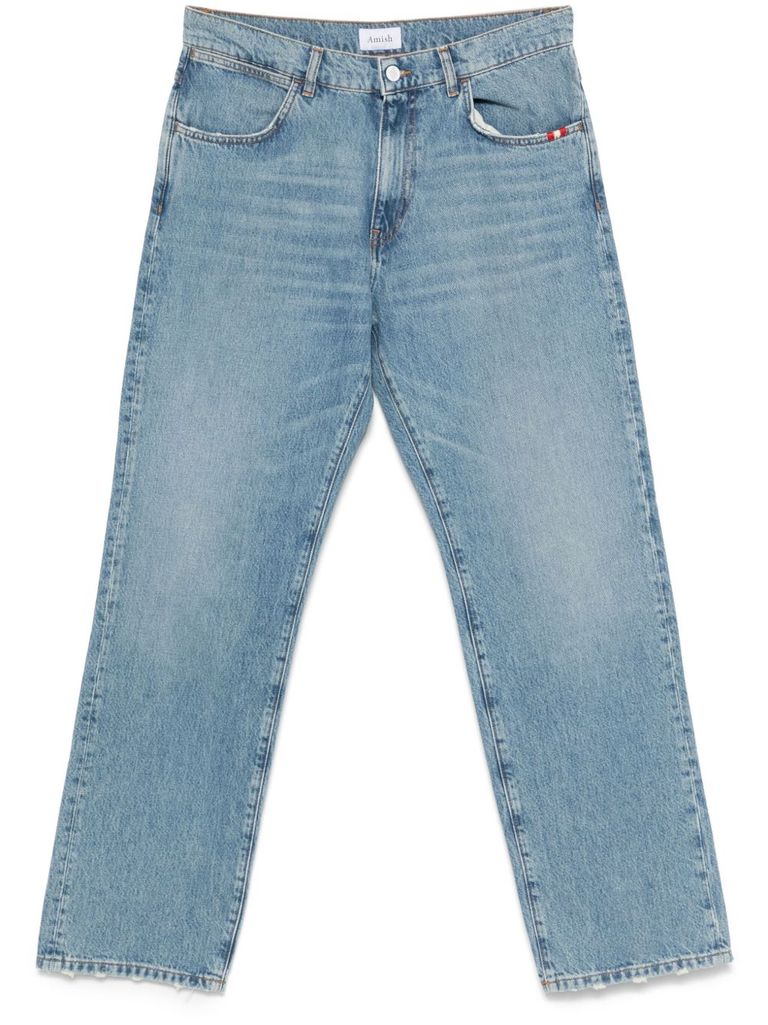Amish James Jeans In Cotton With Logo In Blue