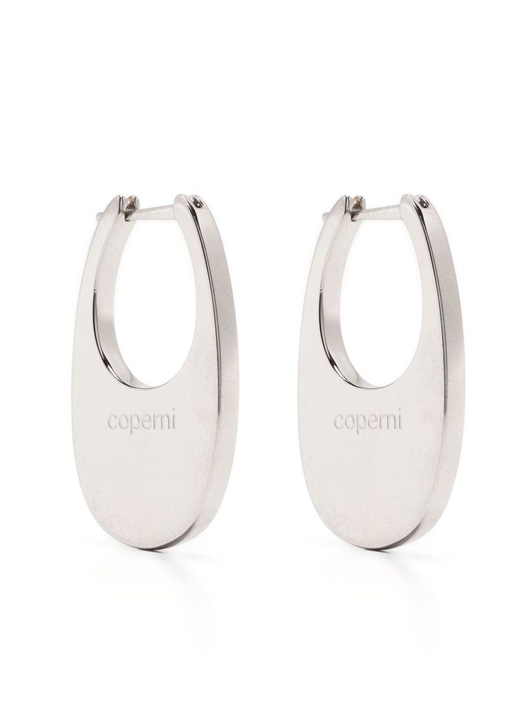 Shop Coperni Medium 'swipe' Earrings In Silver-tone Metal