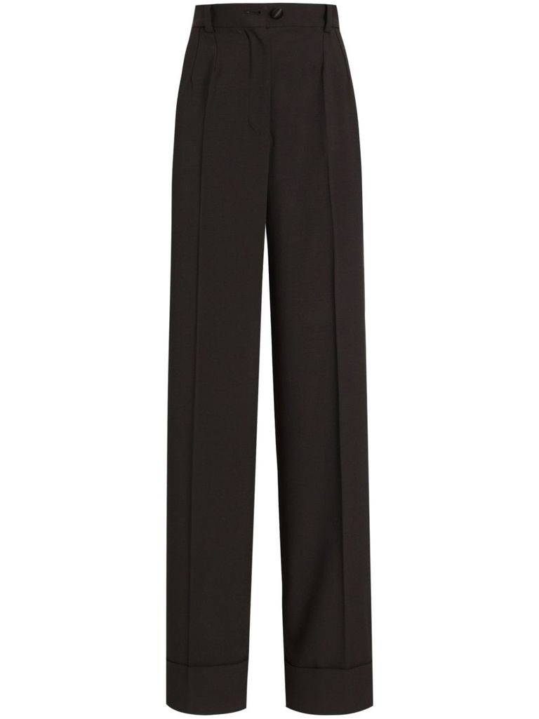 Dolce & Gabbana High-waisted Wide-leg Trousers In Black