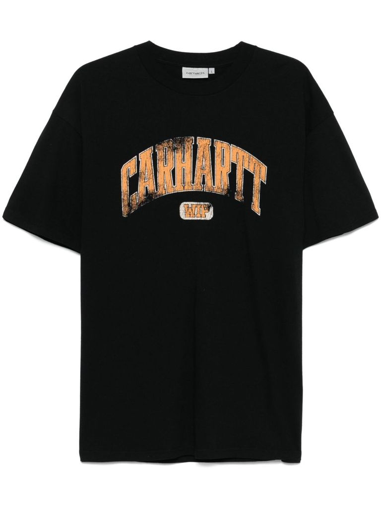 Carhartt Cotton Crew Neck T-shirt With Graphic Print In Black