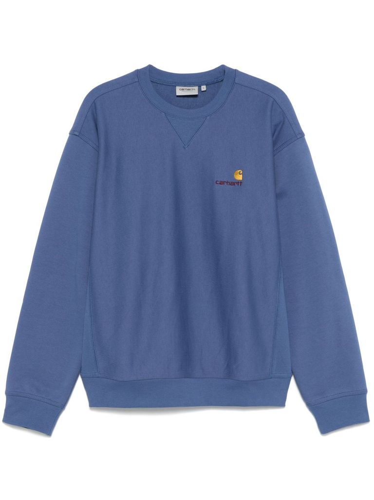 Carhartt Logo-embroidered Cotton-blend Jersey Sweatshirt In Blue