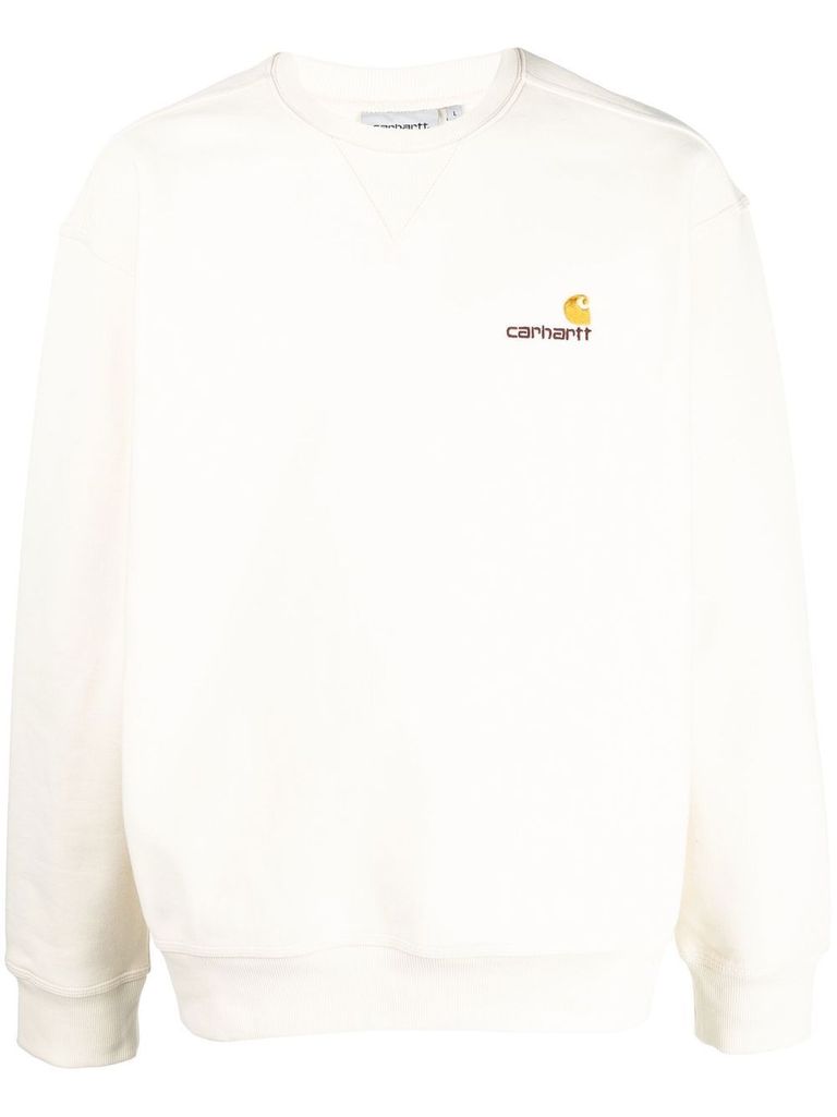 Carhartt Crewneck Sweatshirt In Cotton With Embroidered Logo In White