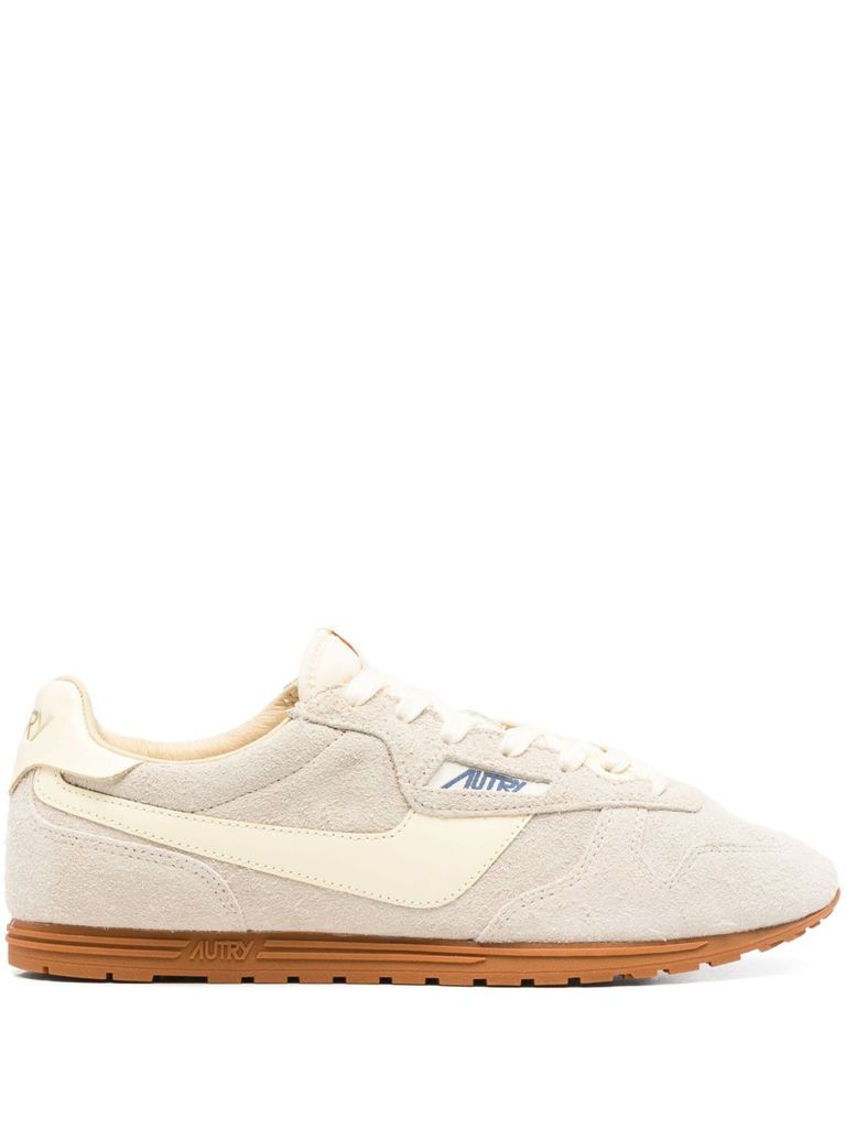 Autry 'windspin Low' Beige Sneaker With Logo On The Side And On The Heel In Suede Man In Neutral