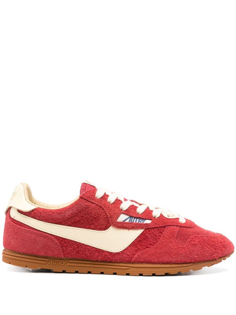 Autry Windspin Sneakers In Suede And Parrot Leather And Rutabaga In Red