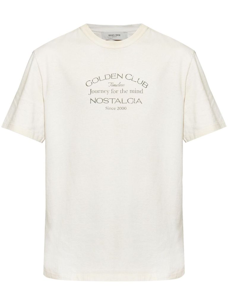 Shop Golden Goose White Cotton T-shirt With Front Lettering