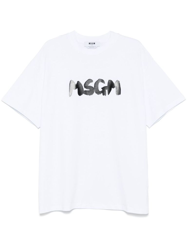 Black cotton t-shirt with logo print