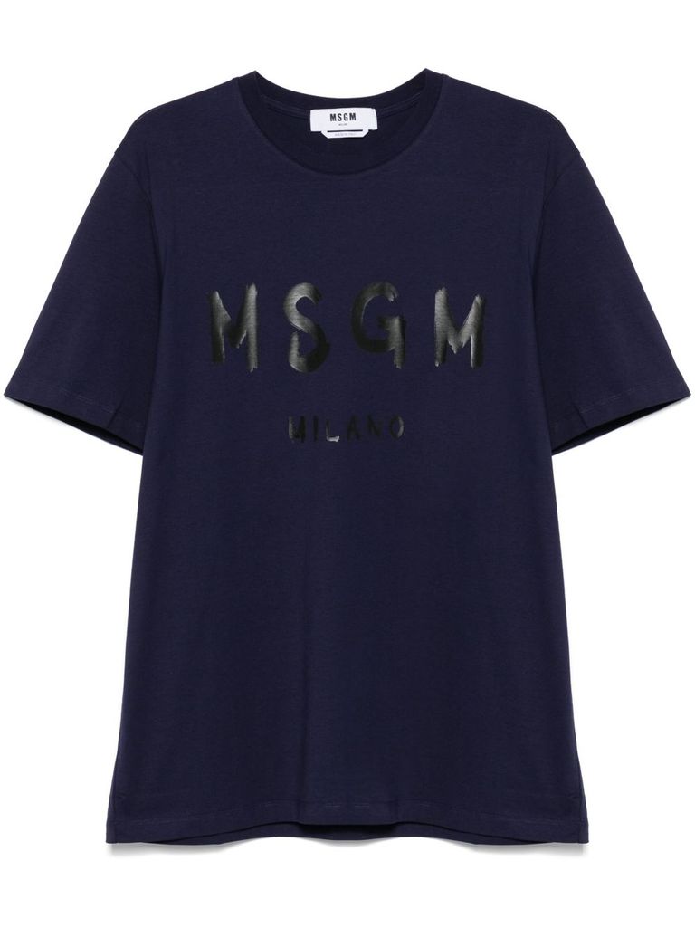 Tシャツ・カットソー MSGM SS24 Light blue cotton t-shirt (3640MM520247002 84) Light blue cotton crew neck t-shirt with logo