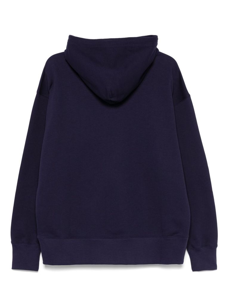Msgm Blue Hoodie In Cotton With Logo And Pocket In Blue