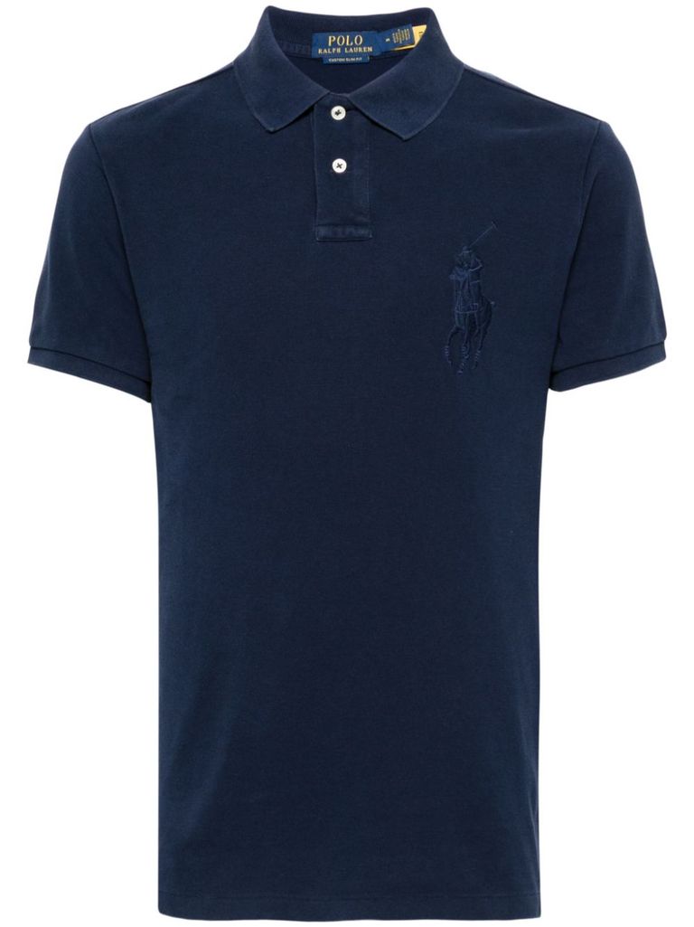 Polo Ralph Lauren Blue Polo Shirt With Large Pony Detail On The Front In Cotton Piquet Man In Blue