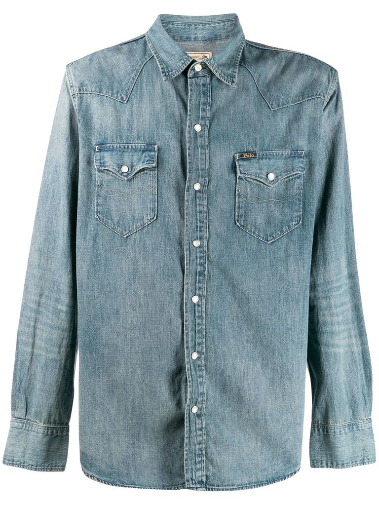 Shop Polo Ralph Lauren Cotton Shirt In Blue Denim