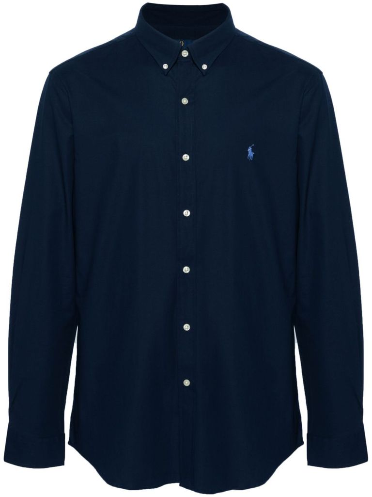 POLO RALPH LAUREN COTTON SHIRT IN NAVY BLUE WITH LOGO