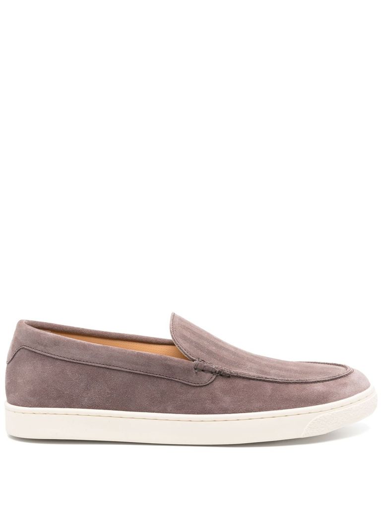Brunello Cucinelli Suede Calf Leather Slip-on In Grey In Grey