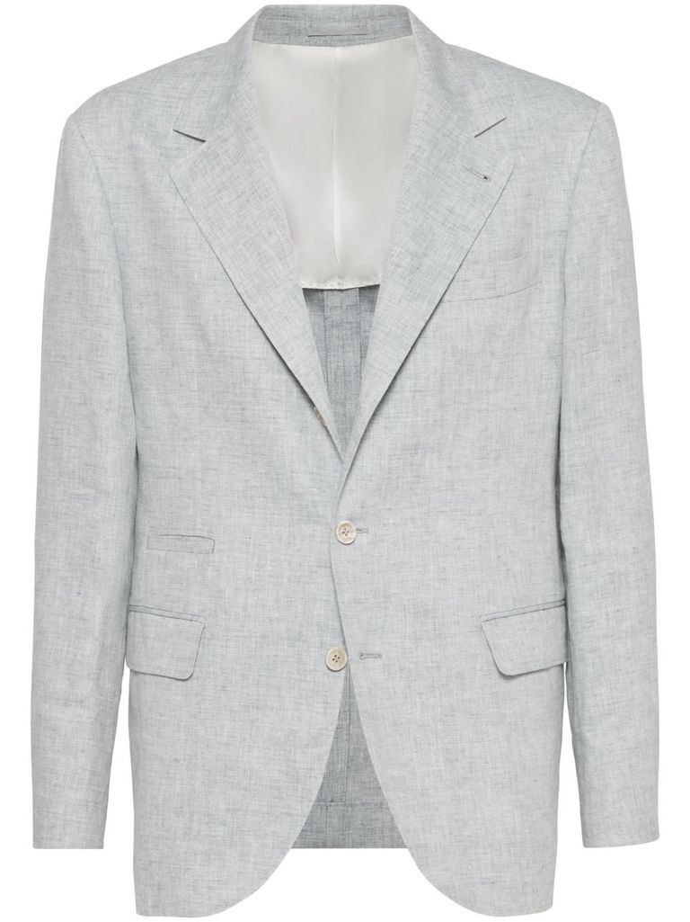 Shop Brunello Cucinelli Linen Blazer In Grey