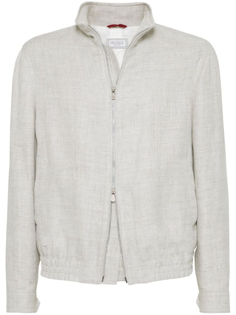 Shop Brunello Cucinelli Linen Jackets In Grey