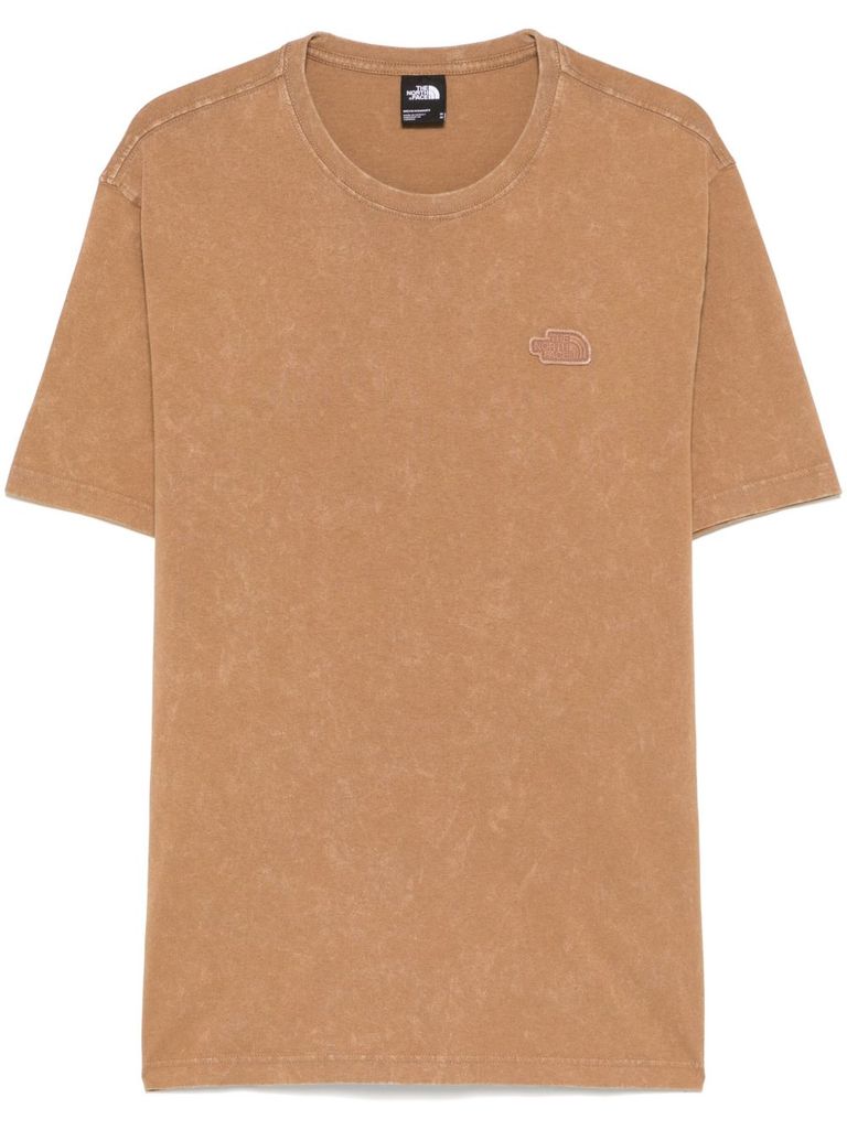 Shop The North Face Crew Neck T-shirt In Brown With Logo In White