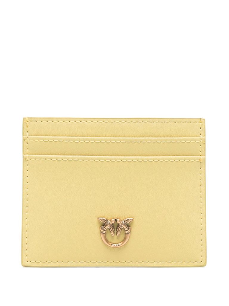 Shop Pinko 'simply' Card Holder In Yellow Leather