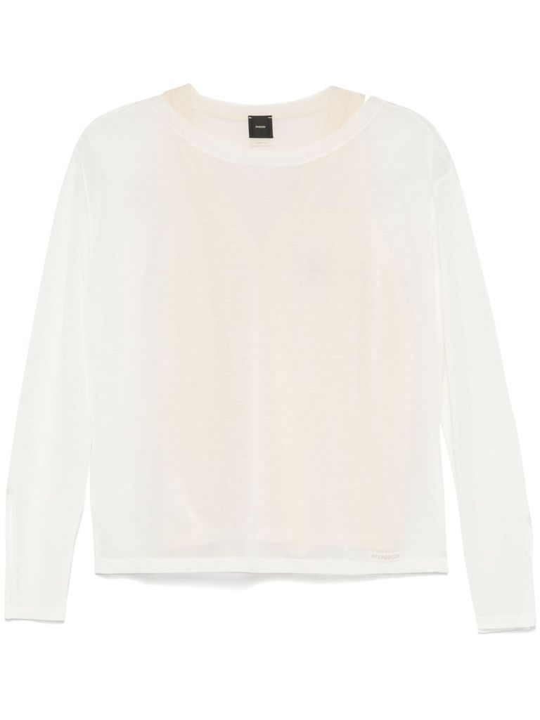 Shop Pinko Semi-trasparent 'martin' Sweater In White Cotton