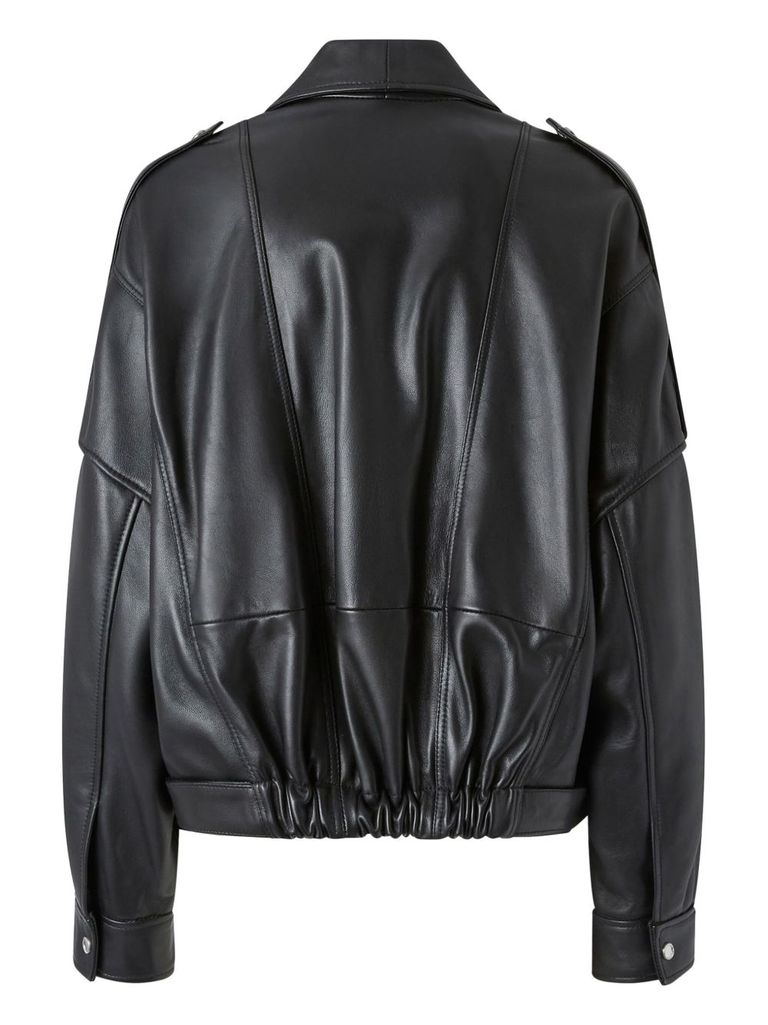 Confine' jacket in black leather with belt