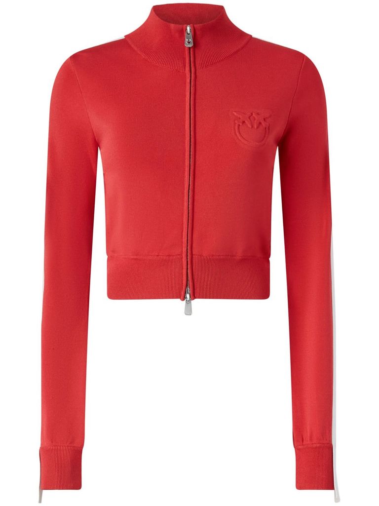 Shop Pinko Crop Red 'wellington' Sweatshirt With Logo