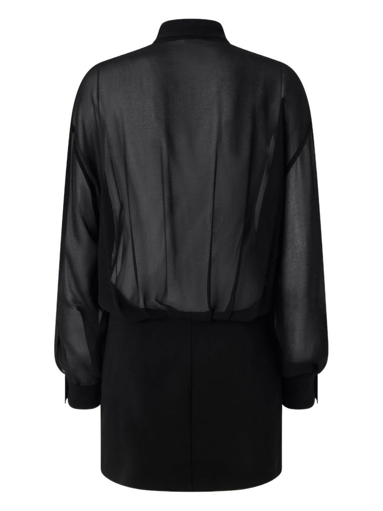 Shop Pinko Black Semi-trasparent 'calandro' Short Dress
