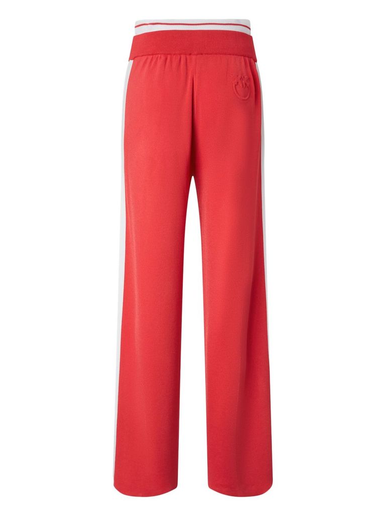 Shop Pinko Red 'marsicano' Flared Trousers With Elastic Waistband