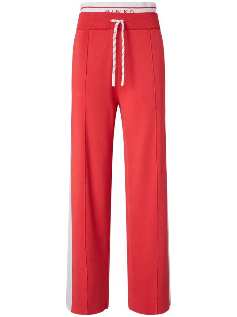 Shop Pinko Red 'marsicano' Flared Trousers With Elastic Waistband