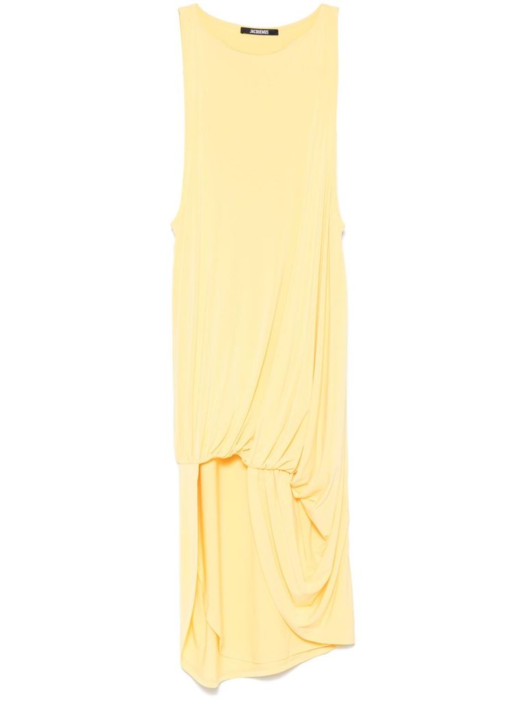 Shop Jacquemus Yellow The Peplo Mini Dress