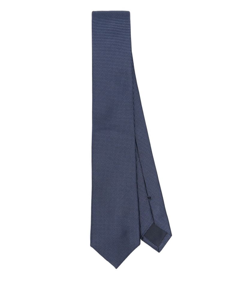 Corneliani Refined Pattern Blue Silk Tie For Men In Blue