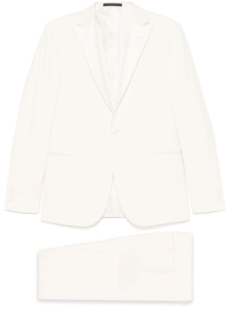Corneliani Virgin Wool Suit In White In White