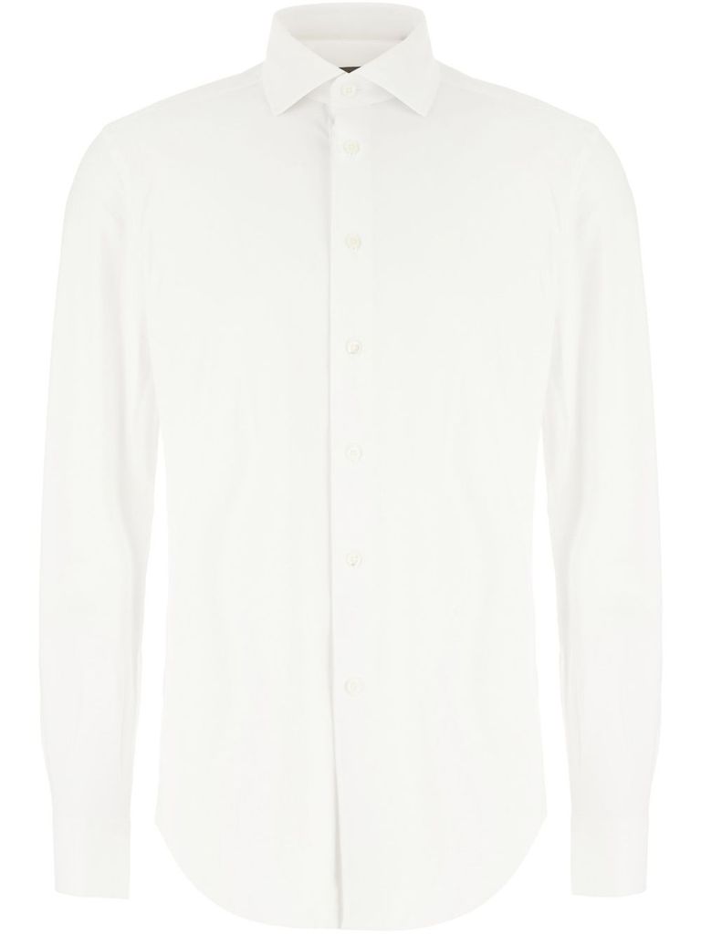 Corneliani Button-down White Shirt With Soft Stretch Fabric In White
