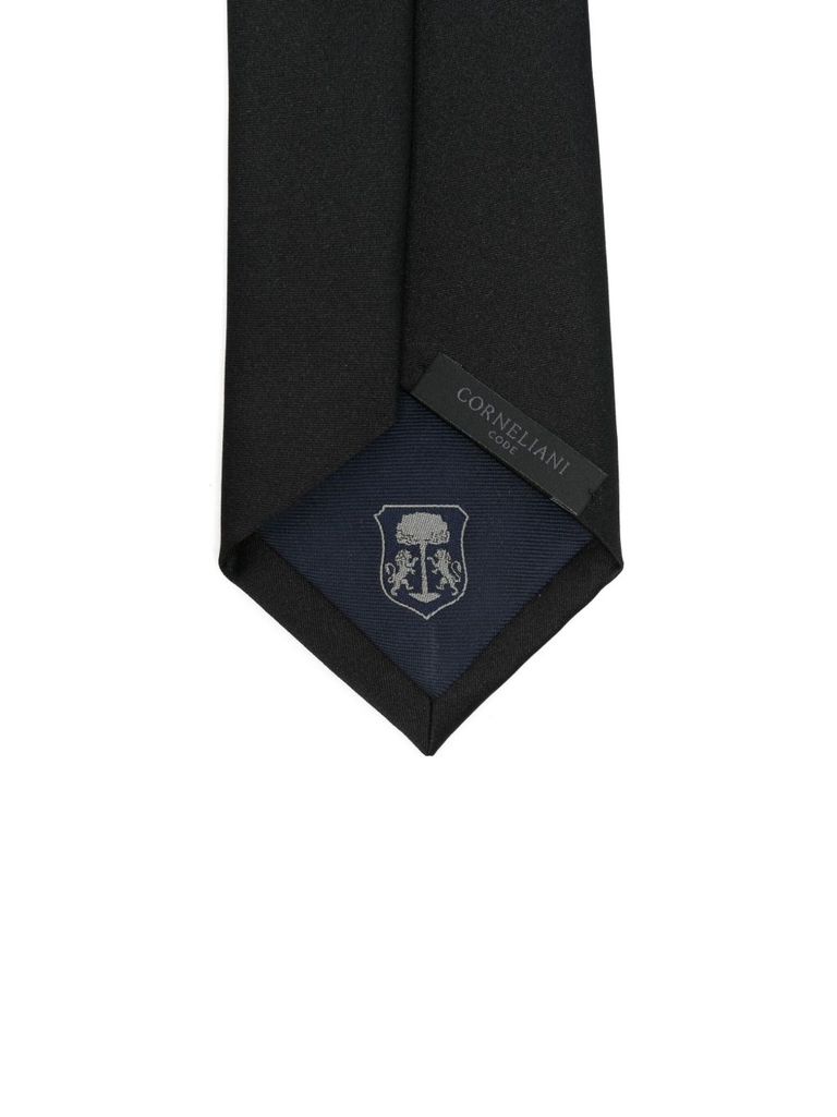 Corneliani Solid Color Tie In Black In Black