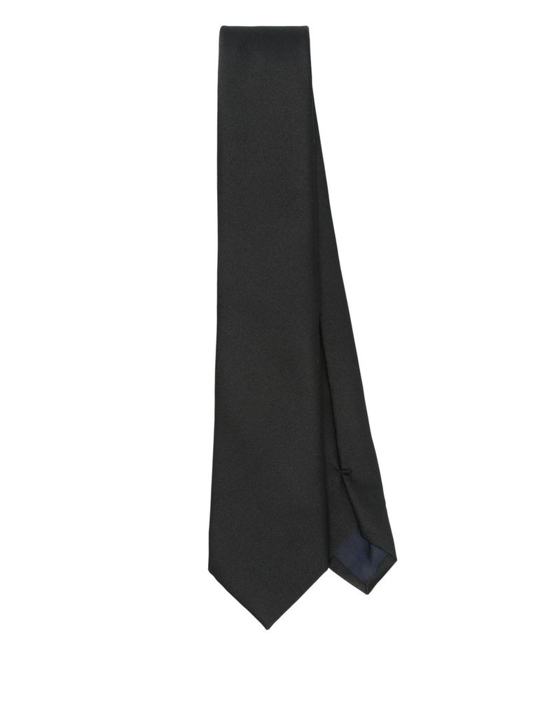 Corneliani Solid Color Tie In Black In Black