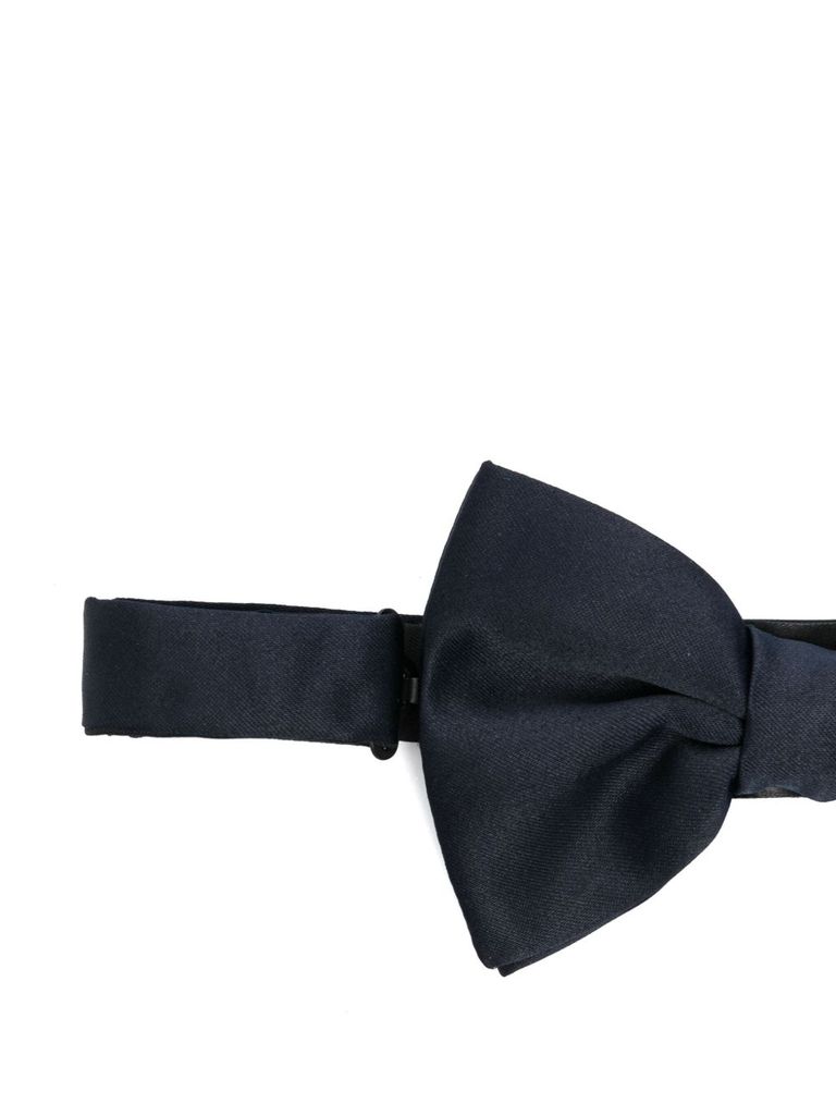 Corneliani Bow Tie In Blue With Adjustable Neck Strap In Blue