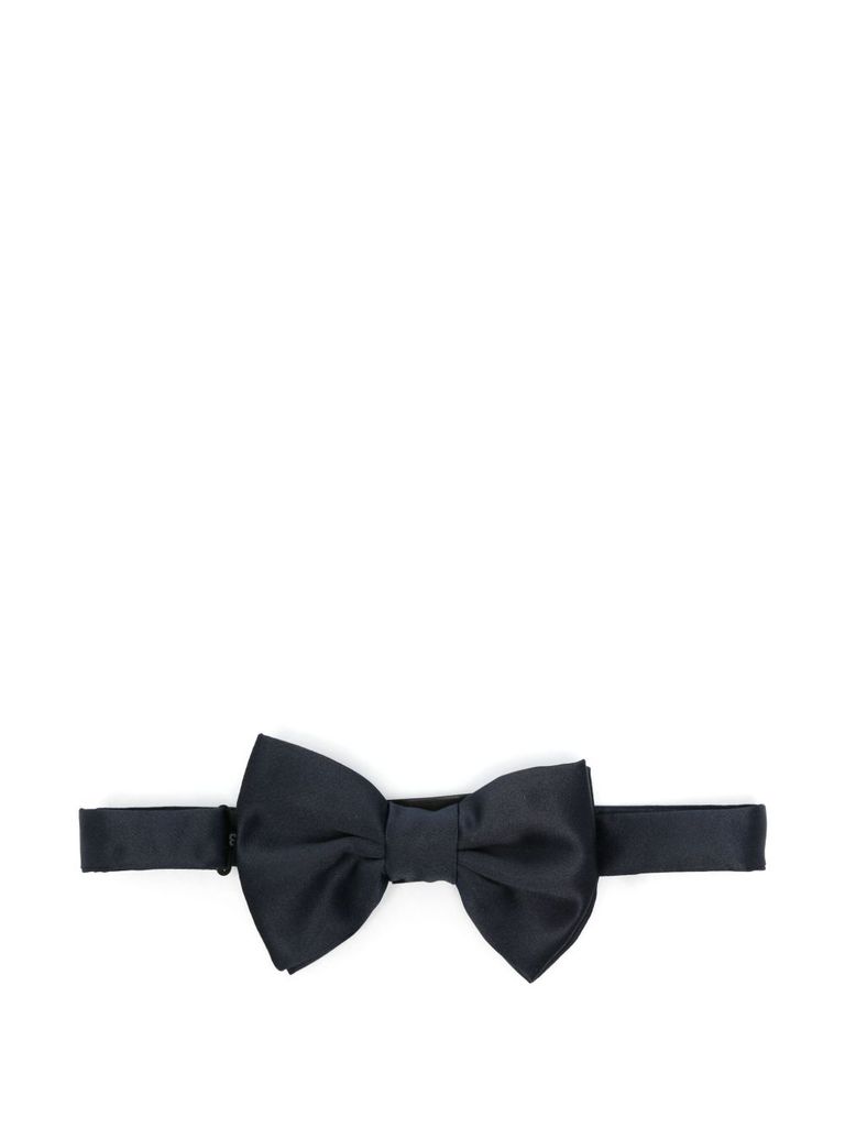 Corneliani Bow Tie In Blue With Adjustable Neck Strap In Blue