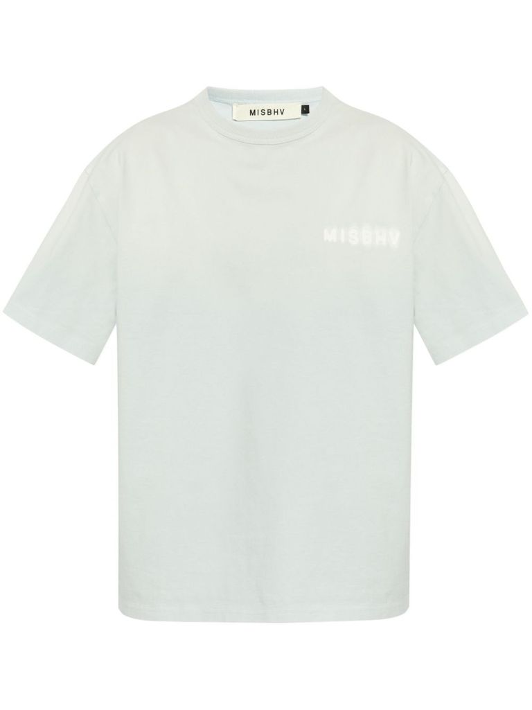 Misbhv Cotton T-shirt In Light Blue With Print Front Logo In Blue