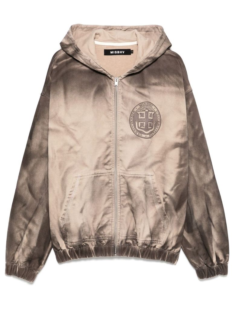 Misbhv Cotton Sweatshirt In Beige With Zip Fastening In Beige