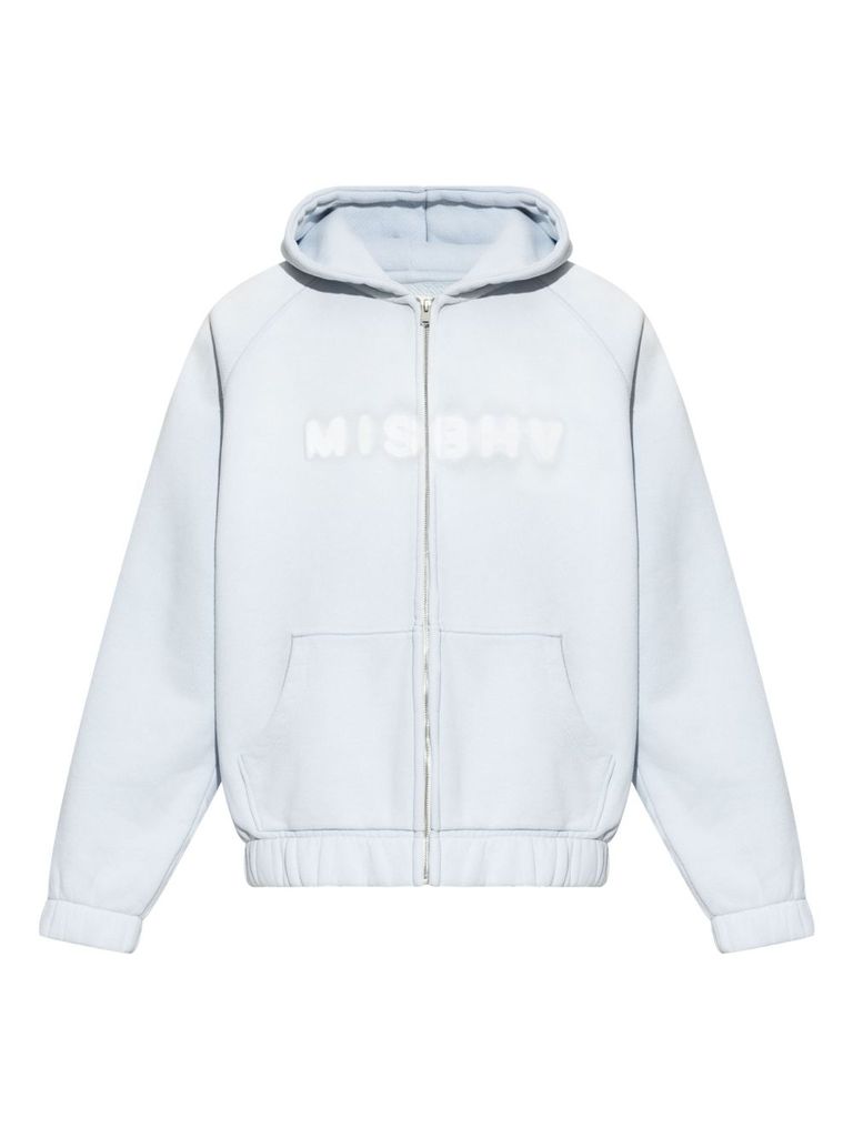 Misbhv Cotton Sweatshirt In Light Blue With Zip Fastening In Blue