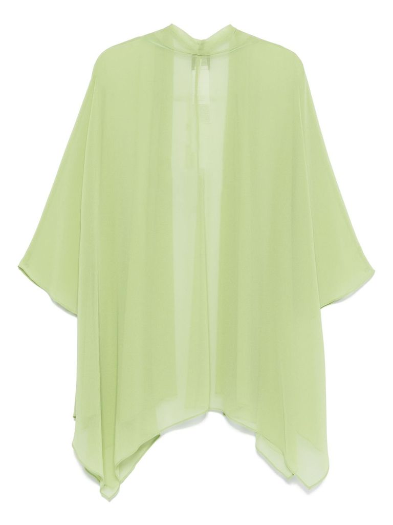 Shop Marina Rinaldi Green 'umberta' Open Blouse Semi-trasparent