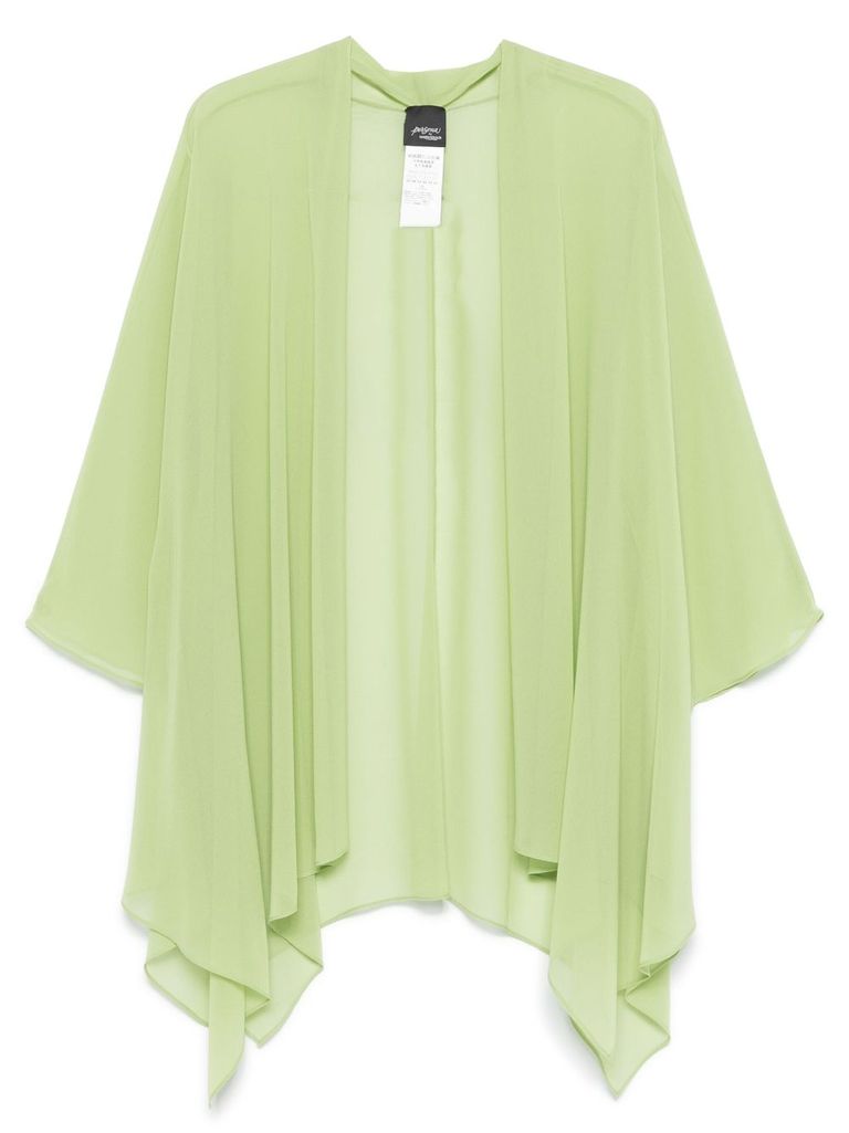 Shop Marina Rinaldi Green 'umberta' Open Blouse Semi-trasparent