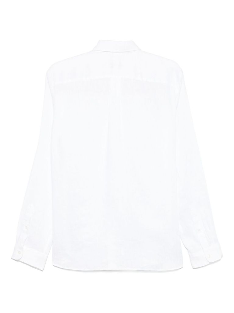 Xacus Button-down White Linen Shirt With Subtle Texture In White