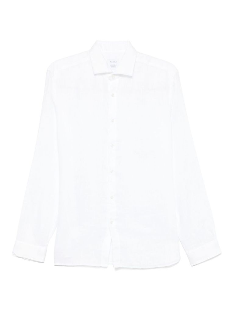 Xacus Button-down White Linen Shirt With Subtle Texture In White