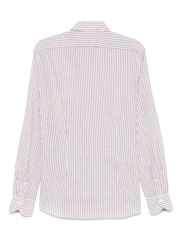 Xacus White And Brown Stripes Shirt In White