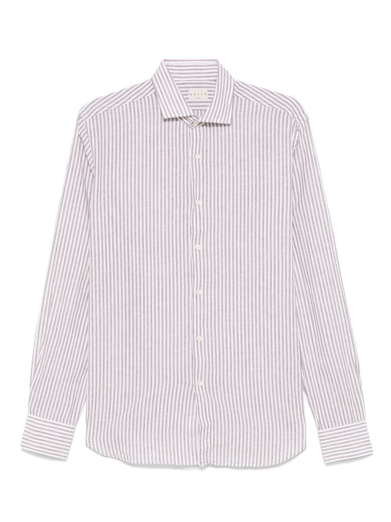 Xacus White And Brown Stripes Shirt In White
