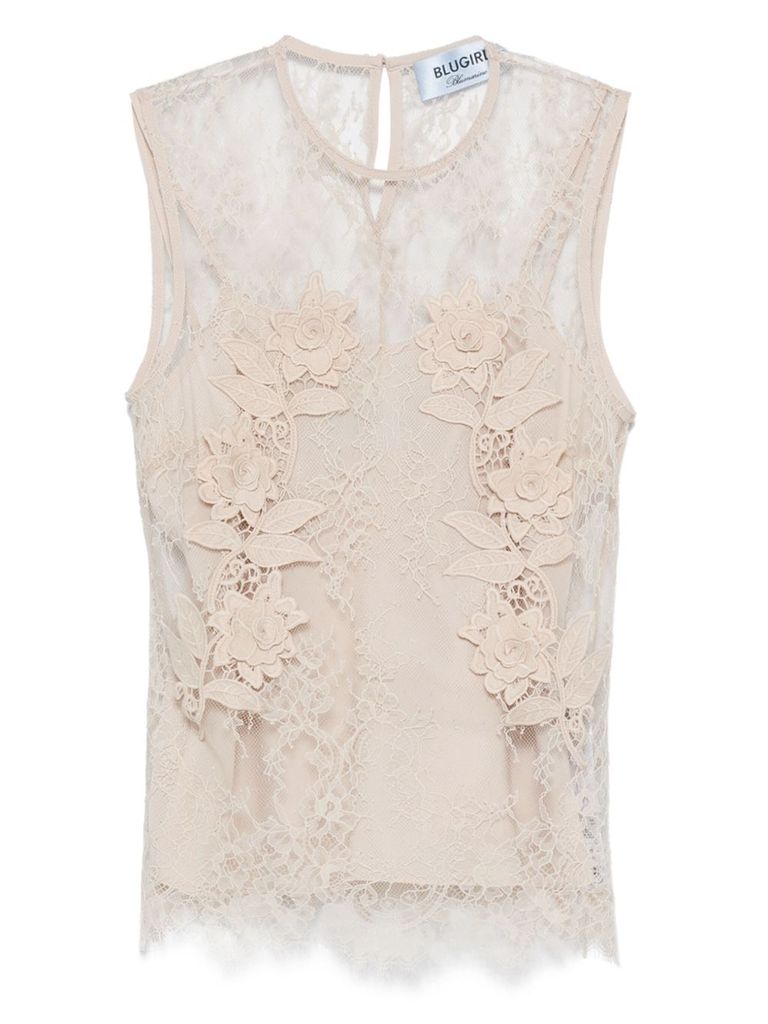 BLUGIRL BEIGE SEMI-TRASPARENT TOP IN LACE