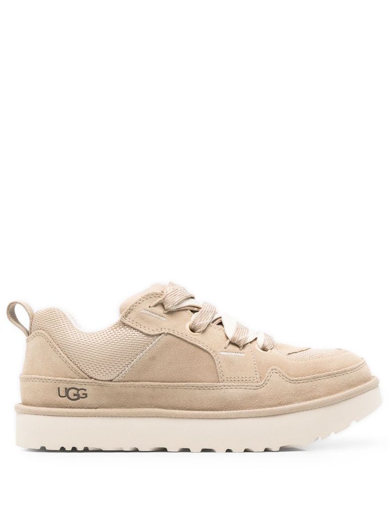Shop Ugg Calf Suede Sneakers In Beige