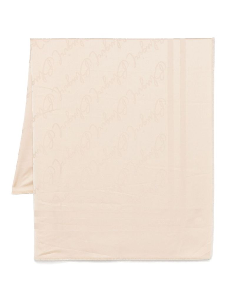 Blugirl Beige Scarf With Logo In Pink