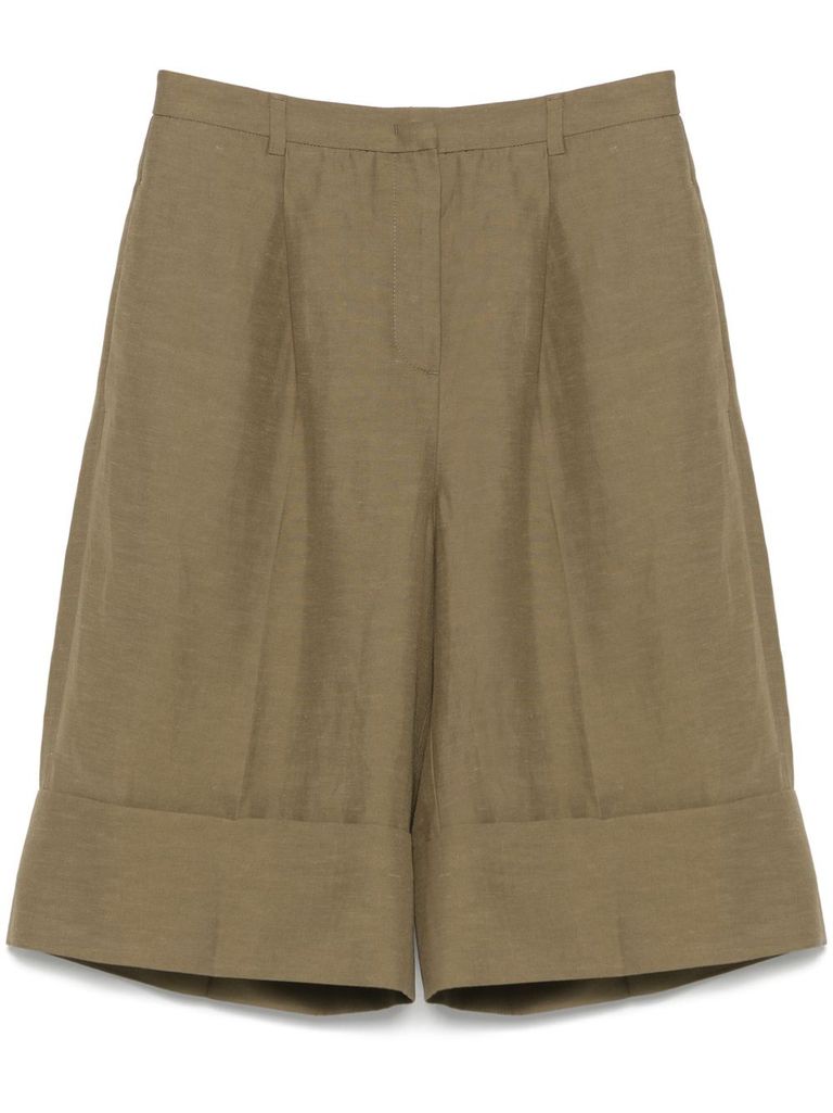 Blugirl Olive Green Shorts In Linen In Green